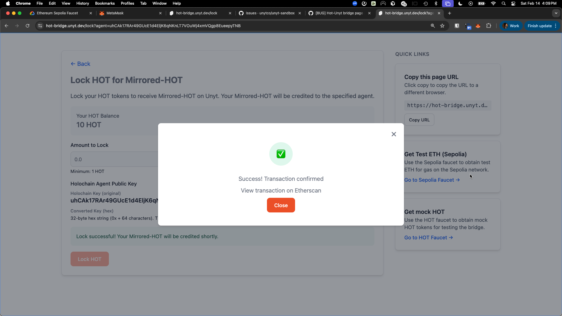 Lock transaction succeeded