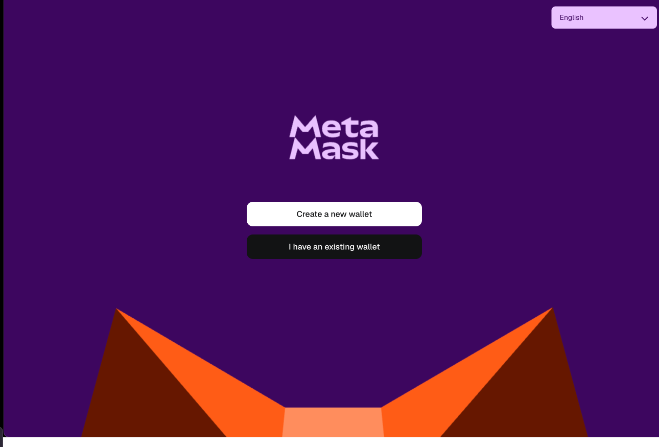MetaMask create or import wallet screen